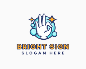 Sign - Hand Okay Sign Bubbles logo design