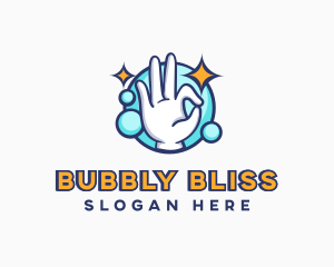 Hand Okay Sign Bubbles logo design