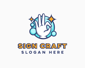 Sign - Hand Okay Sign Bubbles logo design