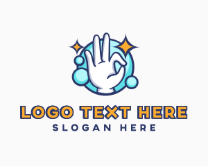 Hello - Hand Okay Sign Bubbles logo design