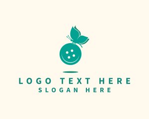 Button - Sewing Button Butterfly logo design