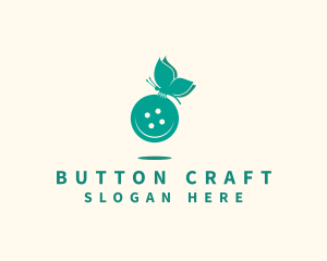 Button - Sewing Button Butterfly logo design