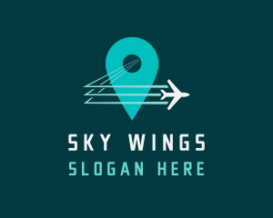 Airplane Location Pin logo design