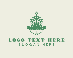 Gardening - Shovel Grass Landscaping logo design