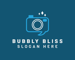 Blue Camera Speech Bubble logo design