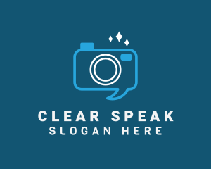 Blue Camera Speech Bubble logo design