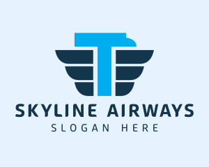 Airway - Blue Eagle Letter T logo design