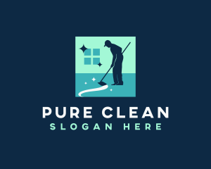 Janitor Housekeeper Cleaning logo design