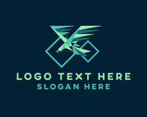 Flight - Geometric Shape Eagle Bird logo design