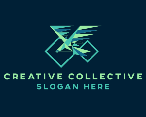 Geometric Shape Eagle Bird logo design