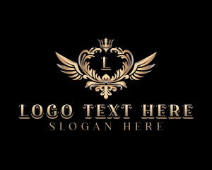 High End - Luxury Crown Wings logo design