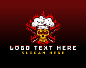 Mascot - Skull Toque Knife logo design