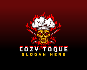 Skull Toque Knife logo design