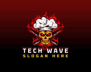 Skull Toque Knife logo design