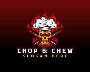 Skull Toque Knife logo design