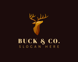 Buck - Deer Stag Horn logo design