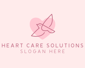 Wing Heart Bird logo design