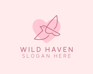 Wing Heart Bird logo design