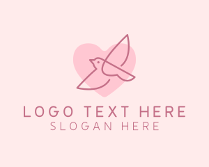 Cute - Wing Heart Bird logo design