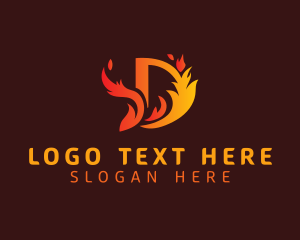 Fire Proof - Hot Flame Letter D logo design