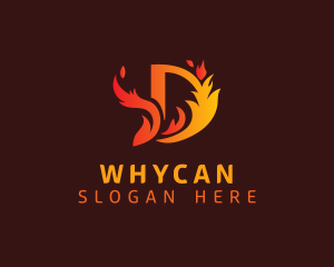 Hot Flame Letter D Logo