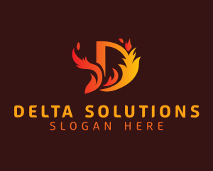 Hot Flame Letter D logo design