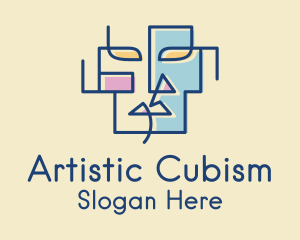Cubism - Geometric Face Art logo design