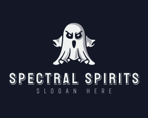 Haunted - Scary Ghost Halloween logo design