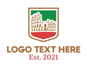 Italian Flag - Colosseum Italy Flag logo design