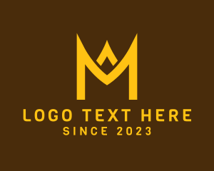 Jewel - Golden Crown Letter M logo design