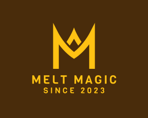 Golden Crown Letter M logo design