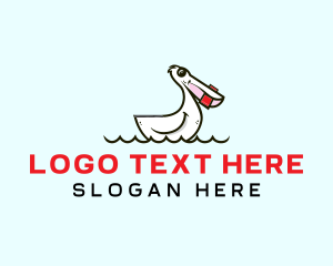Sea - Pelican Bird Animal logo design