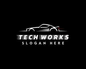 White Racing Car logo design