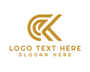 Printing Company - Gold Stripe Letter CK logo design