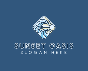 Ocean Wave Sun logo design