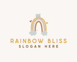 Daycare Kitten Rainbow logo design