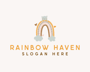 Daycare Kitten Rainbow logo design