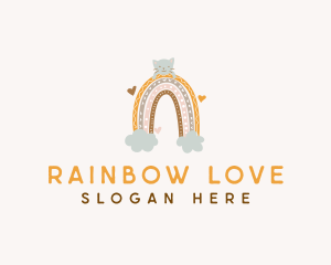 Daycare Kitten Rainbow logo design