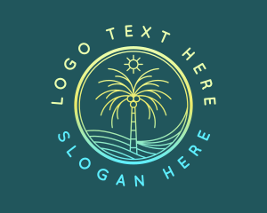 Island - Ocean Beach Tree logo design