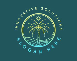 Round - Ocean Beach Tree logo design