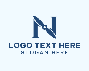 Wind Energy - Blue Propeller Letter N logo design