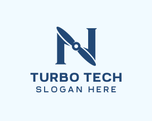 Turbo - Blue Propeller Letter N logo design