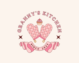 Oven Mitt Cupcake logo design