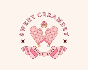 Oven Mitt Cupcake logo design