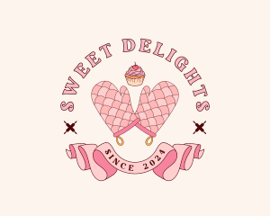 Oven Mitt Cupcake logo design