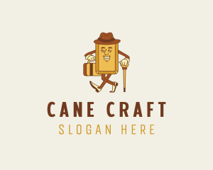 Cane - Cartoon Gentleman Gold logo design