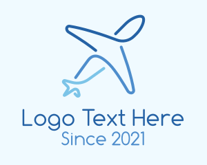 Flight - Blue Monoline Airplane logo design