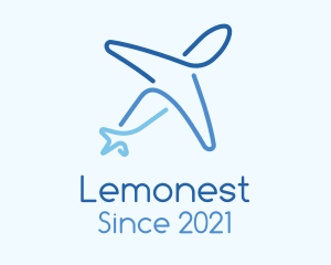 Flight - Blue Monoline Airplane logo design