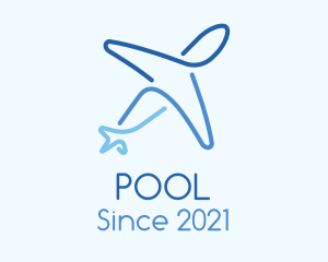 Travel - Blue Monoline Airplane logo design
