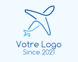 Trip - Blue Monoline Airplane logo design